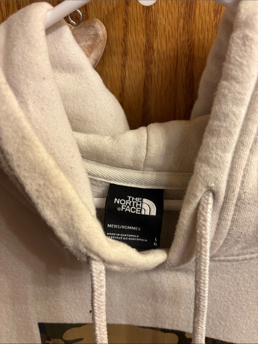 The North Face Men’s Cream Crewneck Hoodie with Camo Logo